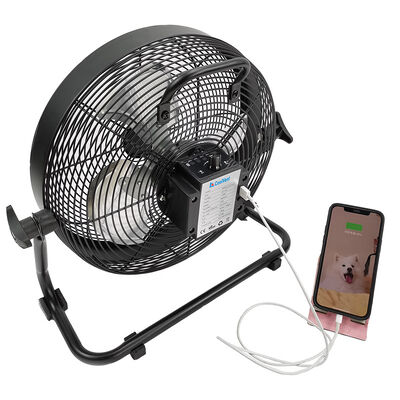 A C.C. industrial dos fãs do assoalho de KCoolVent K12DF recarrega o amarelo 12inch/preto portáteis